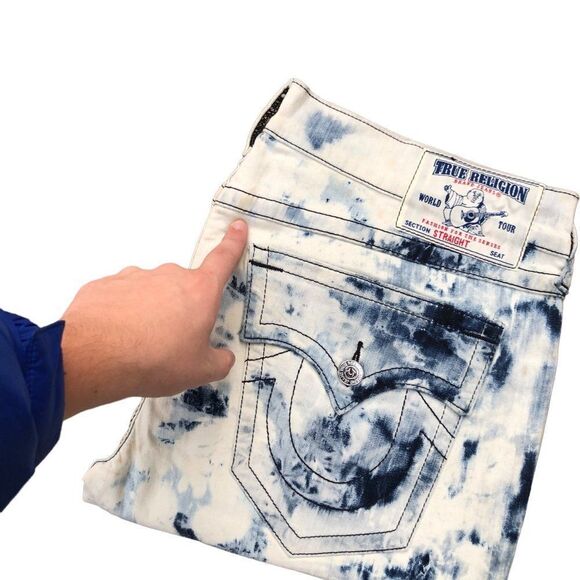 RARE True Religion Jeans Size 40 STRAIGHT Blue - Picture 5 of 12